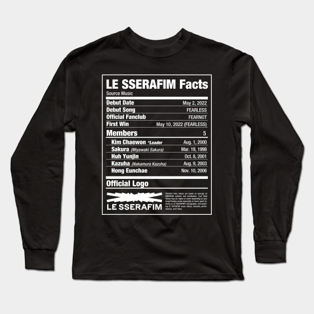 LE SSERAFIM Nutritional Facts Long Sleeve T-Shirt by skeletonvenus
